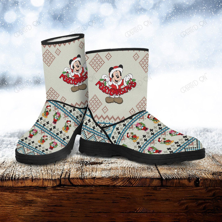 Mickey and Minnie Christmas Faux Fur Boots