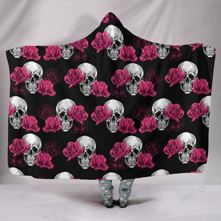 Skull and Rose Hooded Blanket