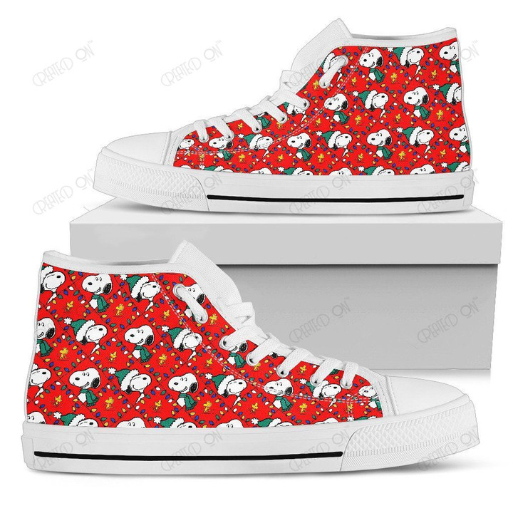 Snoopy and Wood Stock Christmas High Top Shoes 1