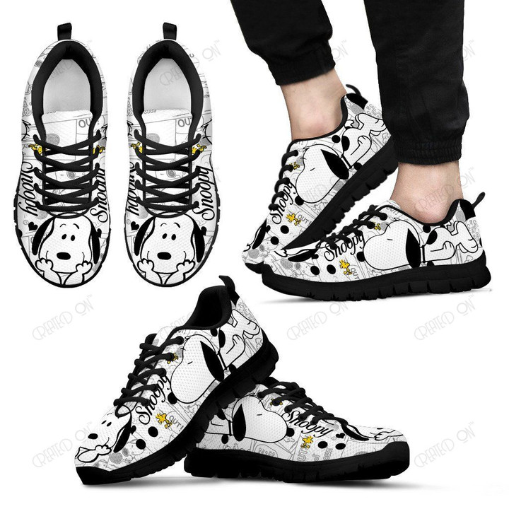 Snoopy White Pattern Sneakers