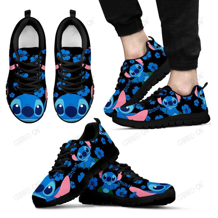 Stitch Black Pattern Sneakers