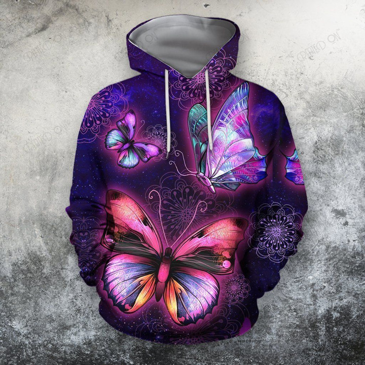 3D All Over Bumble Galaxy Butterfly Hoodie