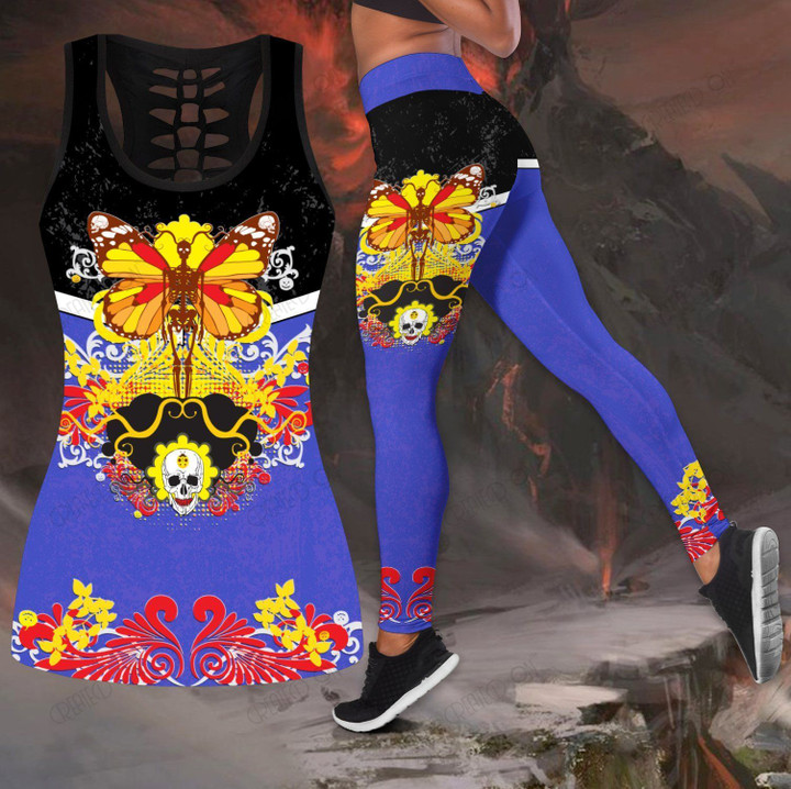 Butterfly Love Skull and Tattoos tanktop legging outfit for women QB05192002