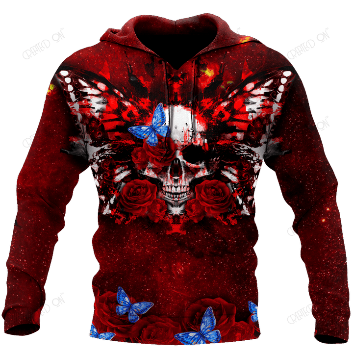 Butterfly love Skull red 3D all over printed for man and women QB05312002