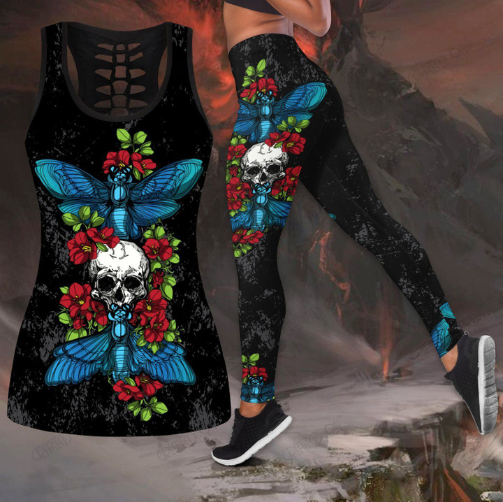 Butterfly Love Skull and Tattoos tanktop legging outfit for women