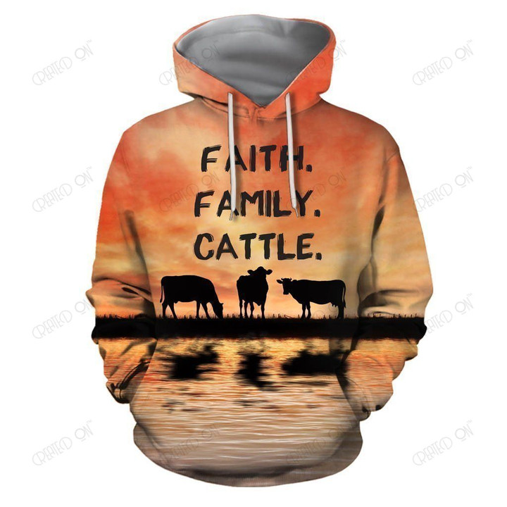 Faith Family Cattle Cow Hoodie