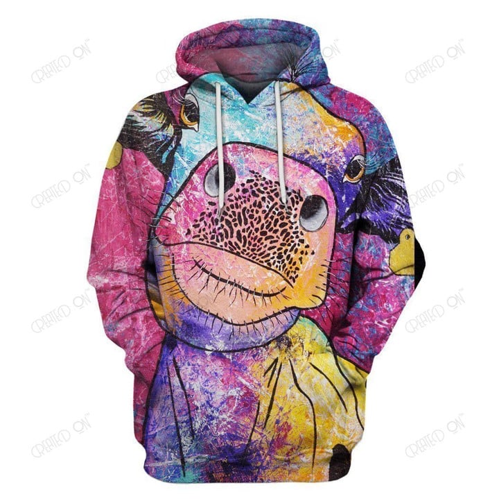 3D All Over Print Colourful Cow Hoodie