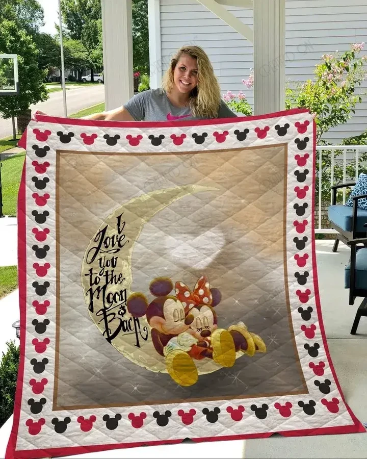 I Love You To The Moon and Back Mickey and Minnie Quilt Blanket