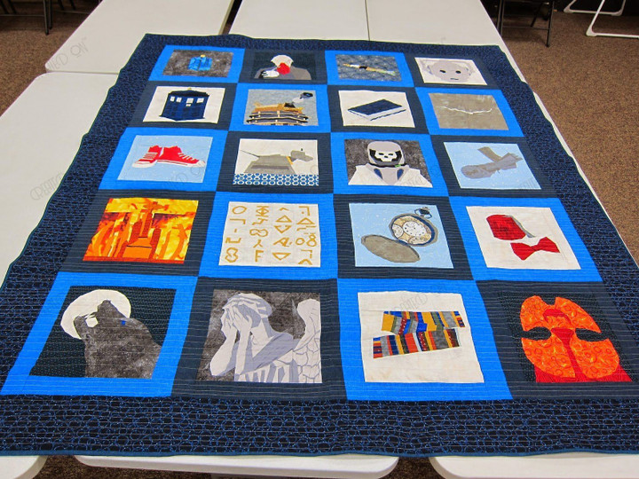 DOCTOR WHO BLUE FABRIC QUILT
