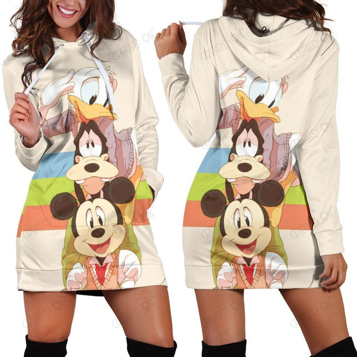 Mickey, Goofy, and Donald Disney Hoodie Dress 15