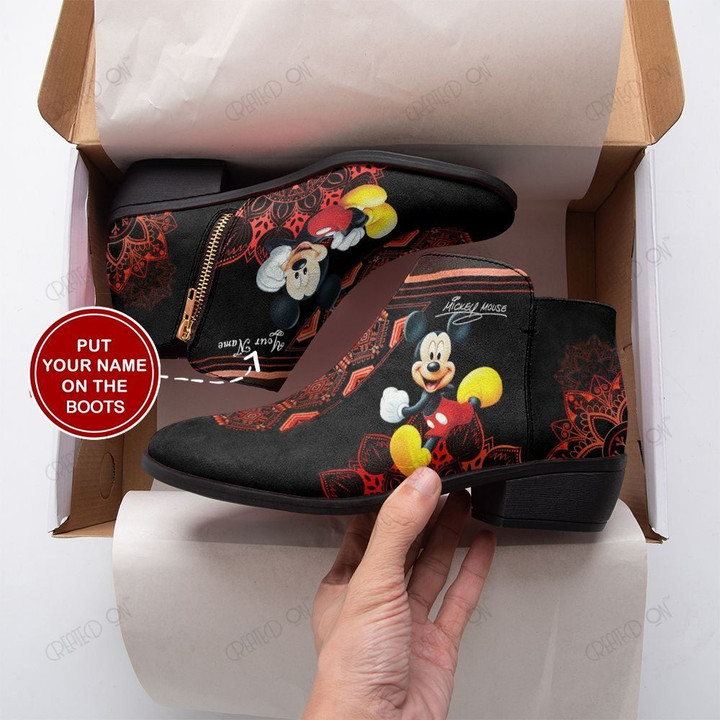 Mickey Mandala Personalized  Fashion Zipper Boots 015