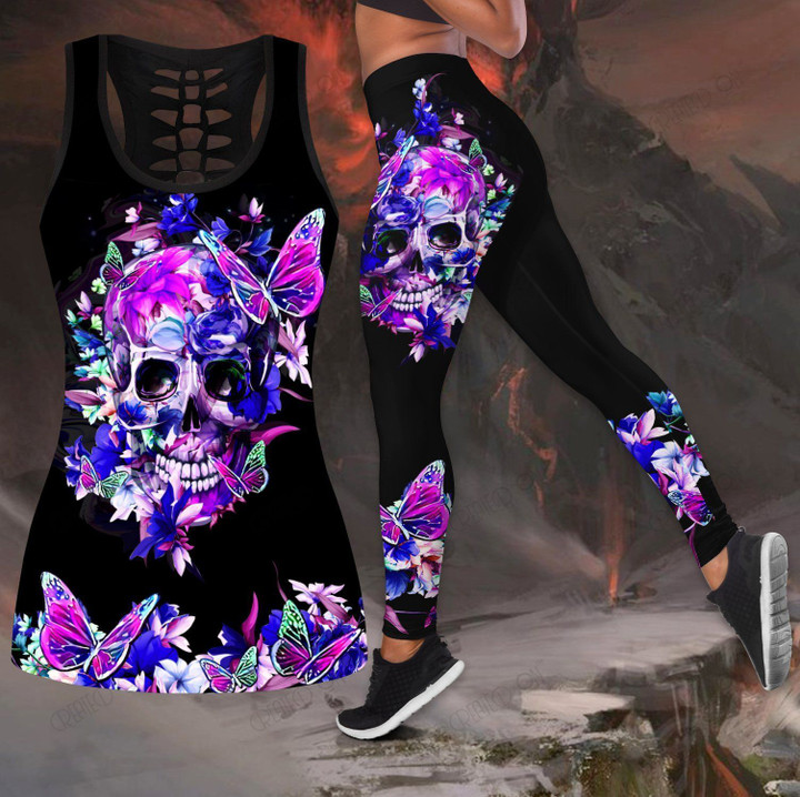 Butterfly Love Skull and Tattoos tanktop legging outfit for women