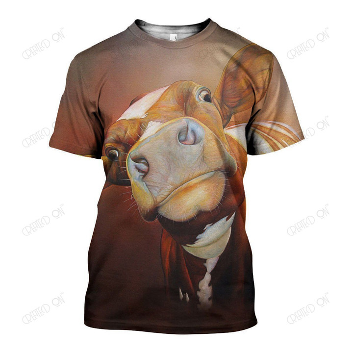 3D All Over Printed Face Cow Shirts