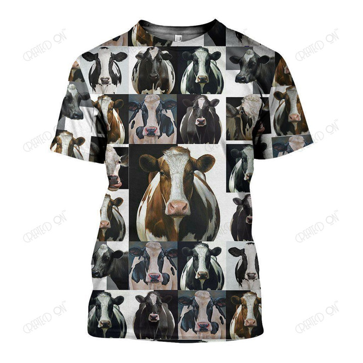 3D All Over Printed Dairy Cow Collection Art Shirts