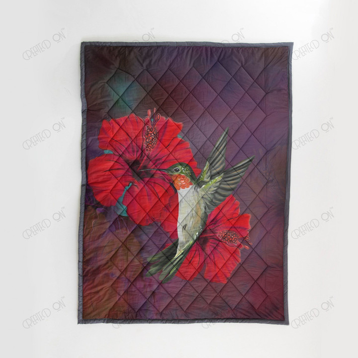 Hawaii Hibiscus And Bird Quilt Blanket J9