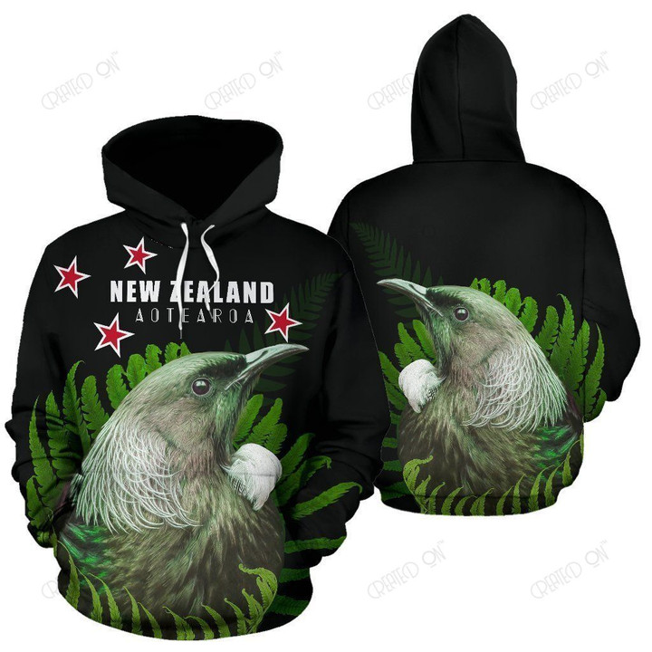 Tui Bird with Silver Fern New Zealand Hoodie PL181