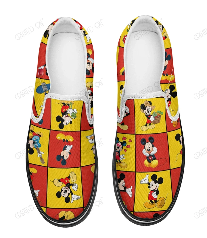 Mickey Red Yellow Slip-on Sneakers
