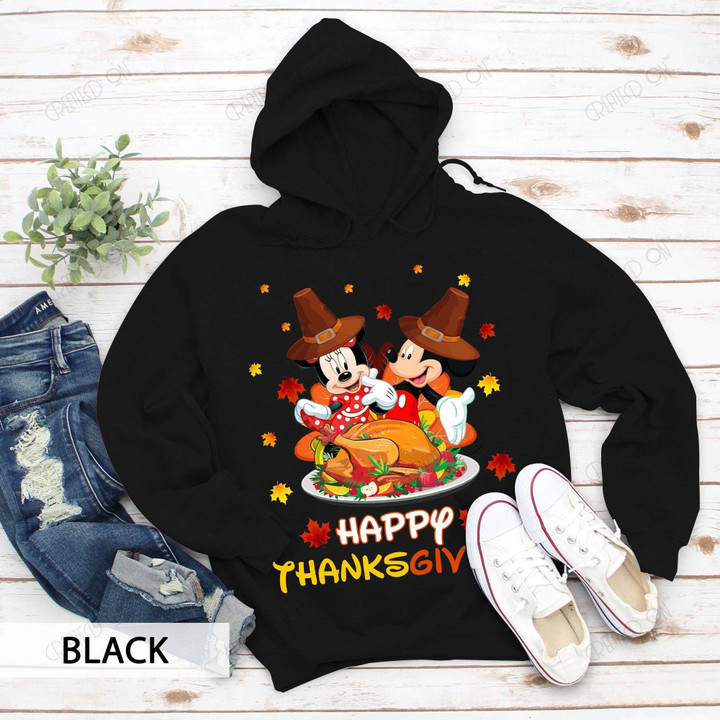 Mickey and Minnie Happy Thanksgiving 2D Cotton Hoodie