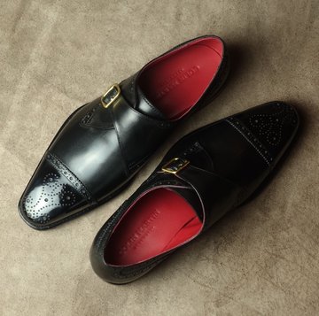 Black Single Monkstrap With Brogue