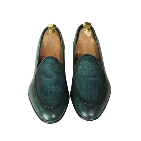 Green Alligator Pattern Belgian Loafer