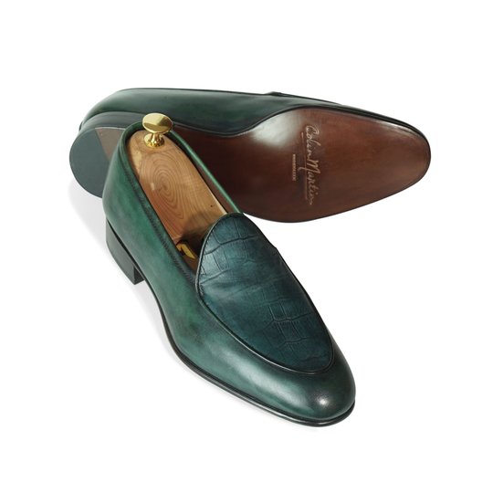 Green Alligator Pattern Belgian Loafer