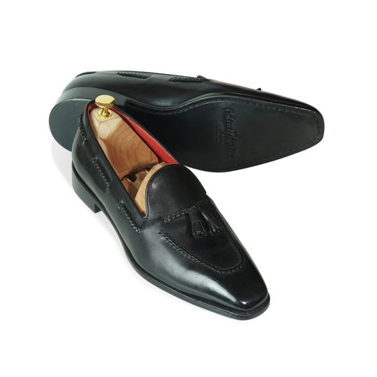 Black Soft Square Toe Tassels Loafer