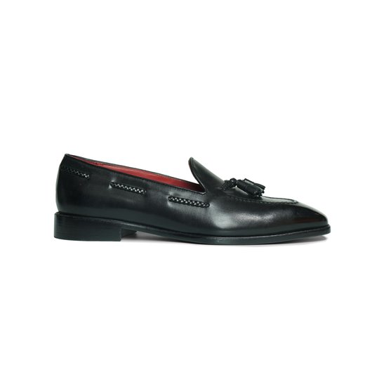 Black Soft Square Toe Tassels Loafer