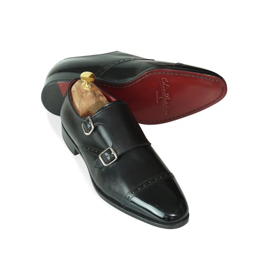 Black Double Monkstrap With Brogue