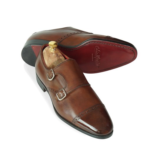 Brown Double Monkstrap With Brogue