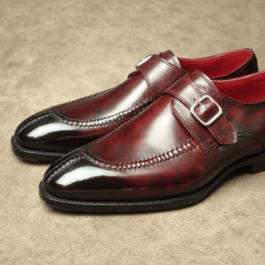 Burgundy Patina Split Toe Single Monkstrap