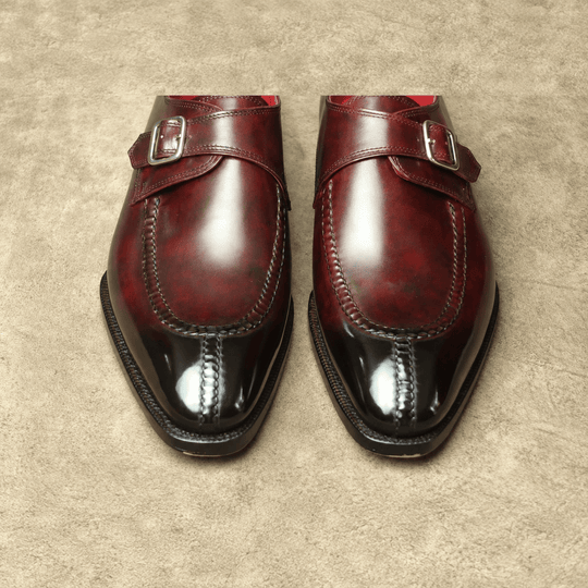 Burgundy Patina Split Toe Single Monkstrap