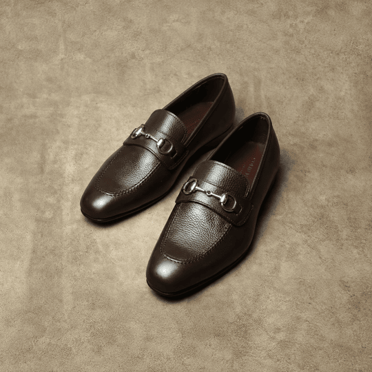 Dark Brown Grain Leather Horsebit Loafer