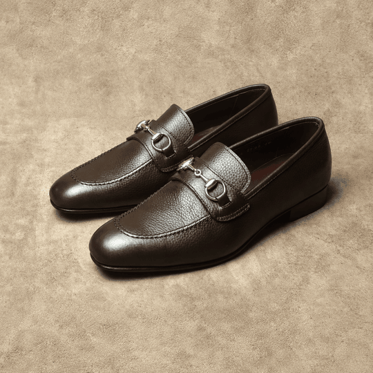 Dark Brown Grain Leather Horsebit Loafer