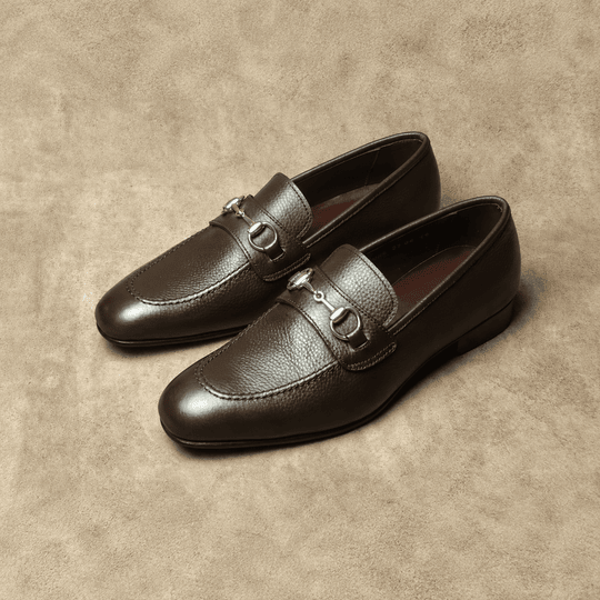 Dark Brown Grain Leather Horsebit Loafer