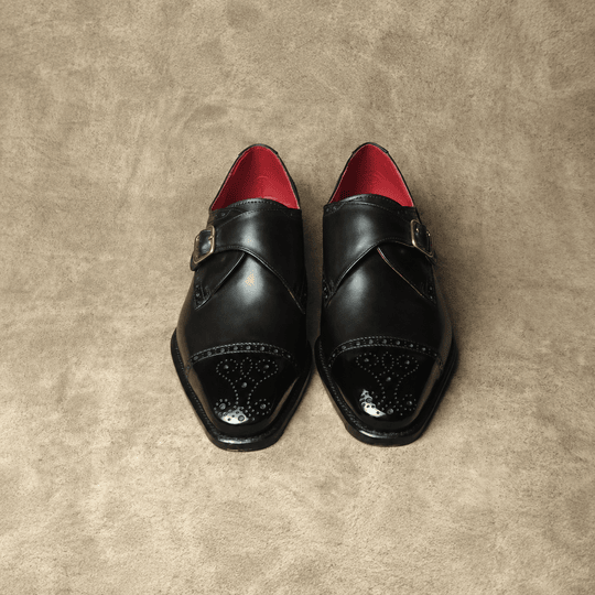 Black Single Monkstrap With Brogue