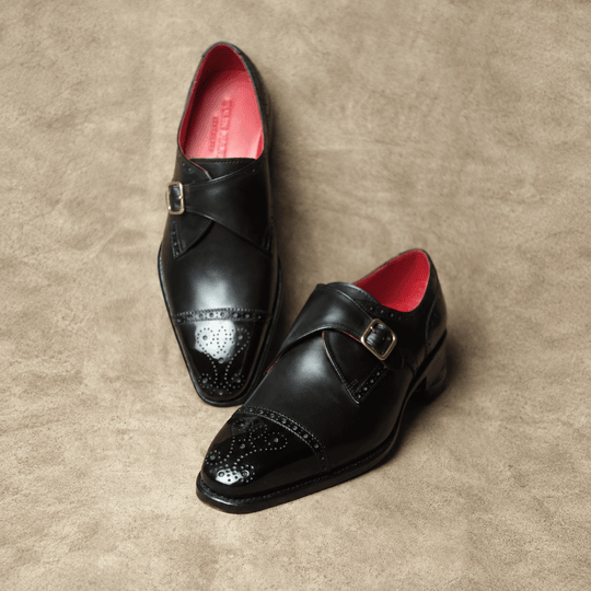 Black Single Monkstrap With Brogue