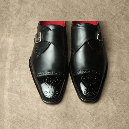 Black Single Monkstrap With Brogue