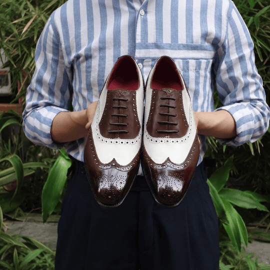 White And Brown Spectator Oxford