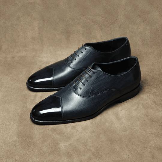 Navy Patina V-cut Captoe Oxford