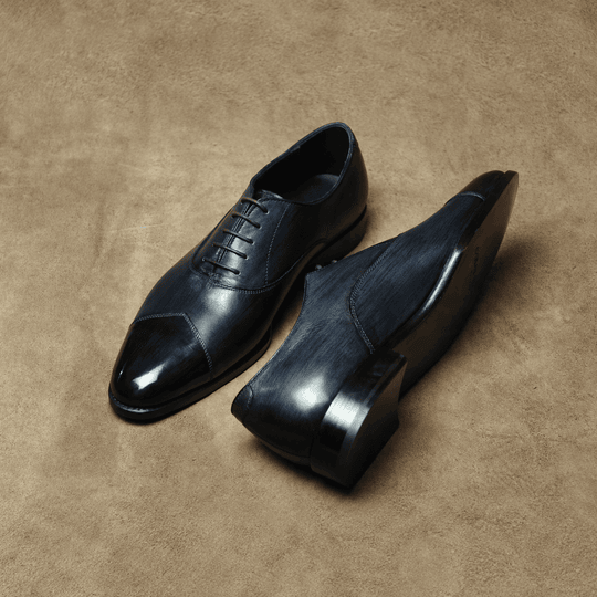 Navy Patina V-cut Captoe Oxford