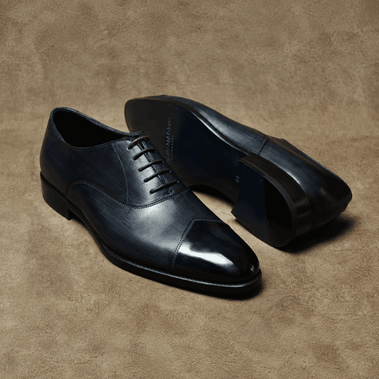 Navy Patina V-cut Captoe Oxford