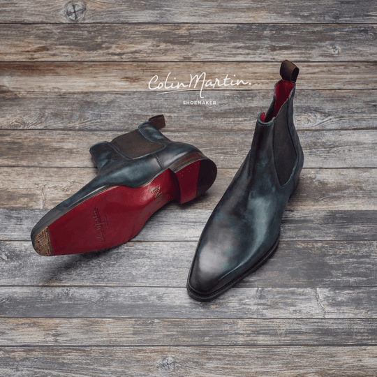 Marble Navy Box Calf Chelsea Boot