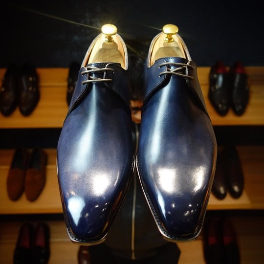 Navy Plain Toe Derby With 2 Eyelet