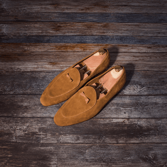 Suede Belgian Loafer With Bow