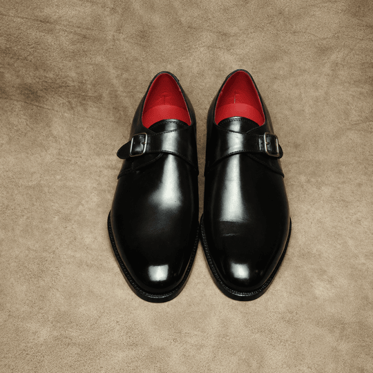 Black Plain toe Single Monkstrap