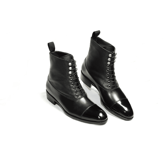 Pebbled Leather Balmoral Boot