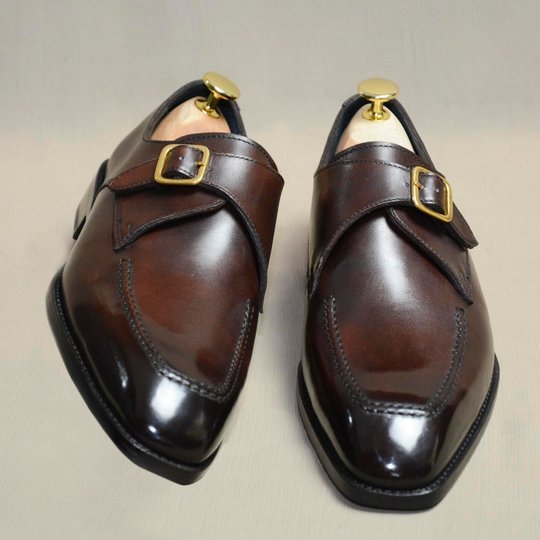 Brown Patina Eagle Toe Single Monkstrap
