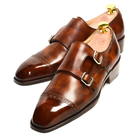 Brown Marble Patina Double Monkstraps