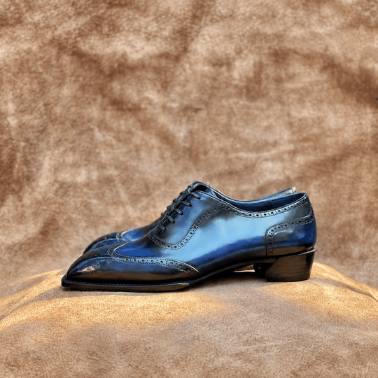 Handwelted Navy Patina Wingtip Oxford