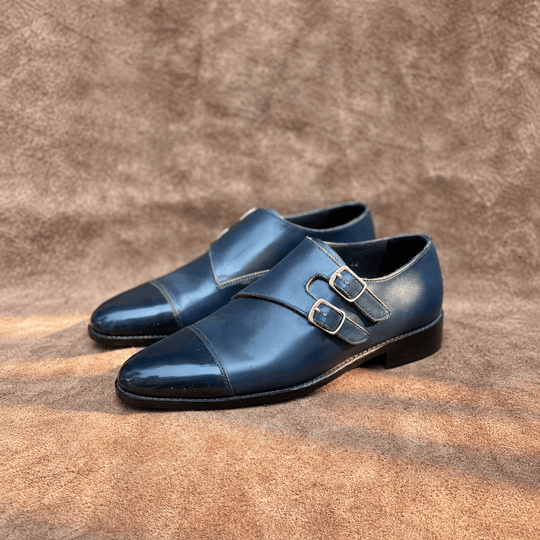 Navy Patina Double Monkstraps